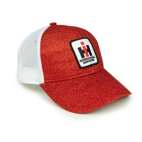 IH Hat, Red/White Mesh Glitter