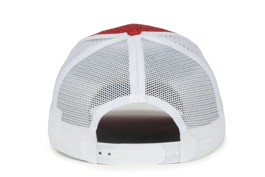 IH Hat, Red/White Mesh Glitter