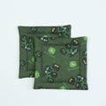 Set of Two Pot Holders, John Deere Tractors and Logos, Green