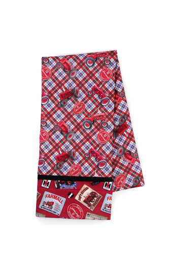 Farmall Tractor and Logo Pillowcase, Red Plaid