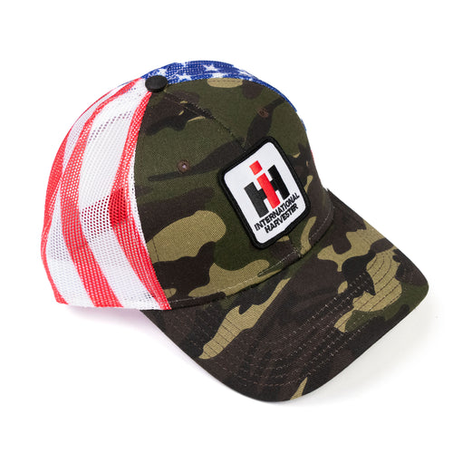 International Harvester IH Logo Hat, Camo and Flag Mesh