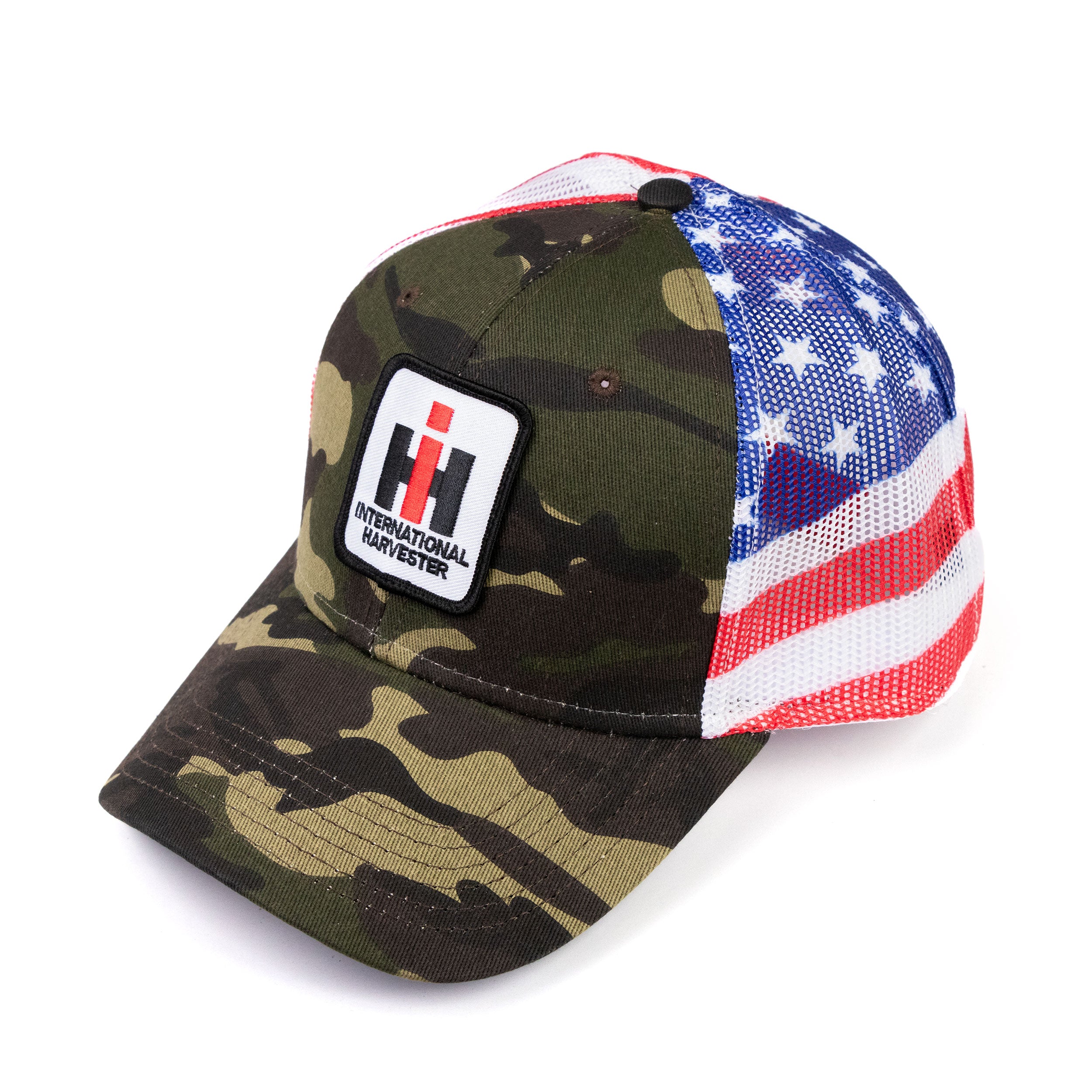 International Harvester IH Logo Hat, Camo and Flag Mesh