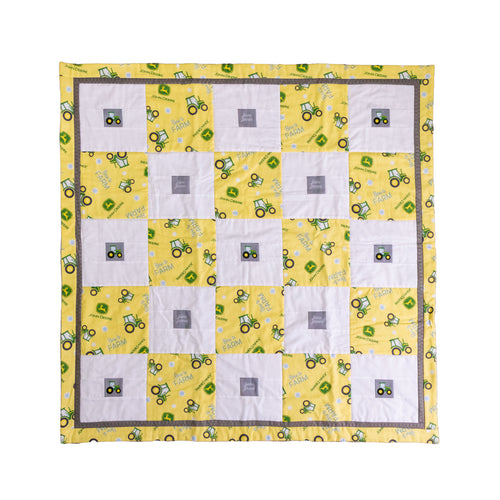 Baby Quilt displaying John Deere Tractors, Yellow and Green