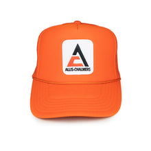 Load image into Gallery viewer, Allis Chalmers Hat, New Logo, Orange Mesh Foam Trucker Style, Youth or Adult Size