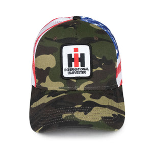 International Harvester IH Logo Hat, Camo and Flag Mesh