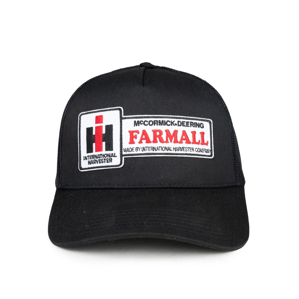 Farmall IH Logo Hat, Black Mesh Trucker Style