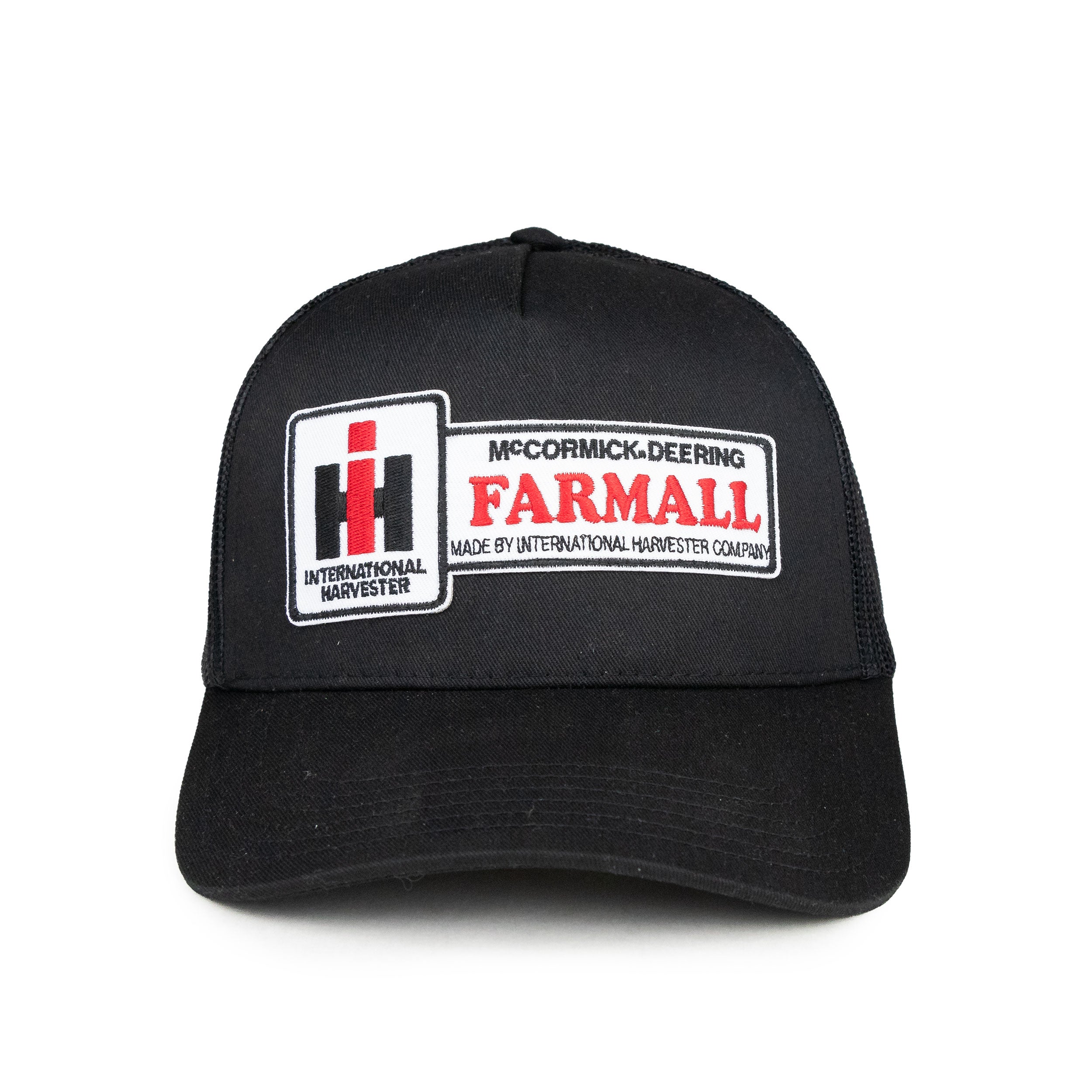 Farmall IH Logo Hat, Black Mesh Trucker Style