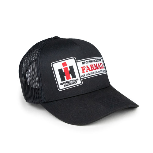 Farmall IH Logo Hat, Black Mesh Trucker Style