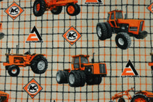 Load image into Gallery viewer, Allis Chalmers Tractors  and Logos Plaid Fleece Blanket, Tan