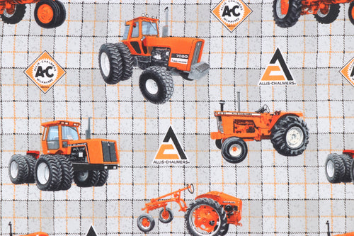 Allis Chalmers Tractor Toss Fabric, Cotton, Gray