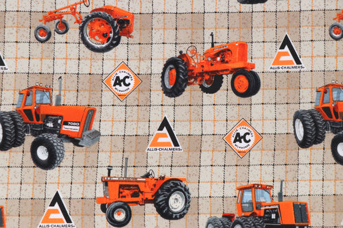 Allis Chalmers Tractor Toss Fabric, Cotton, Tan