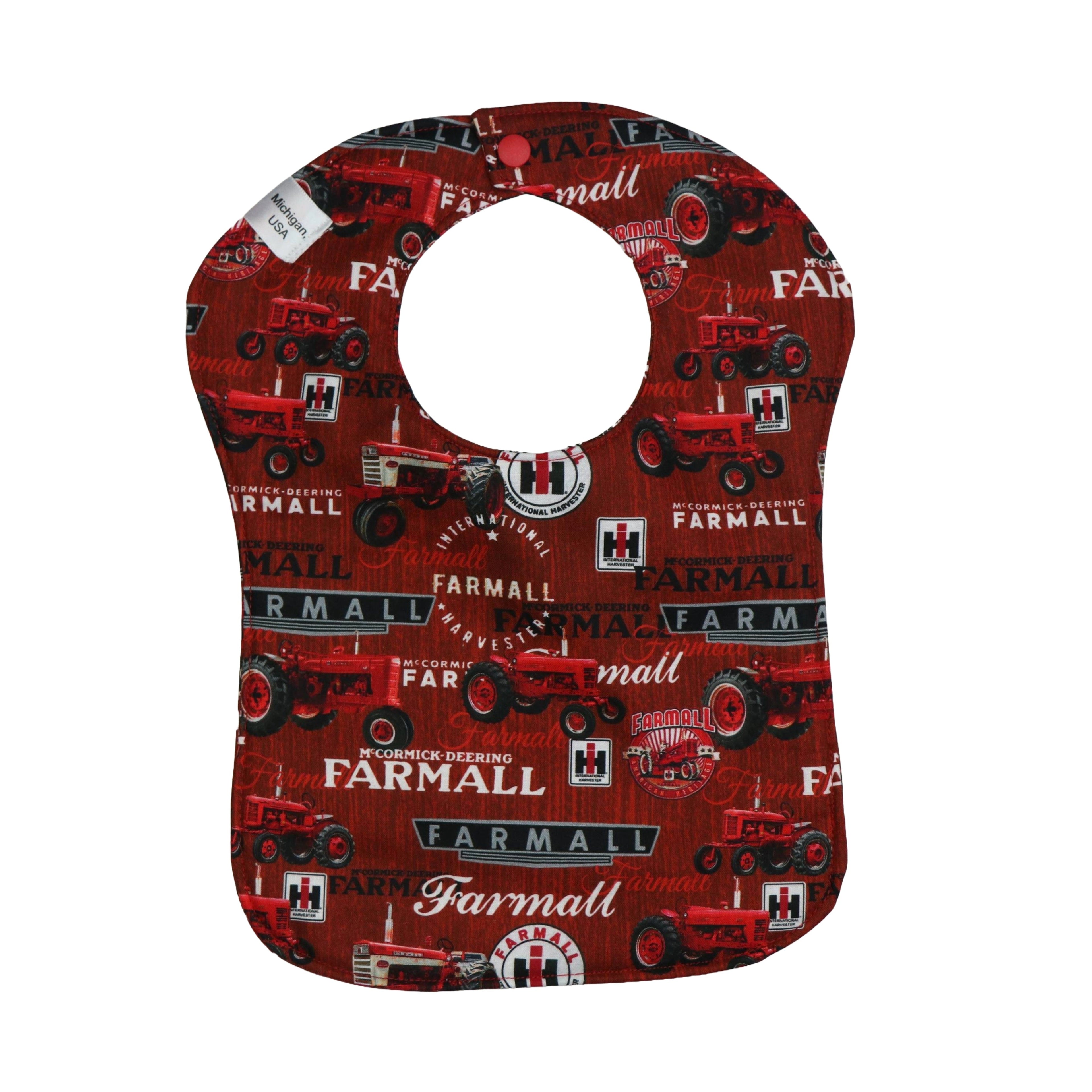 Farmall Tractor Baby Bib, Red