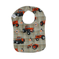Allis Chalmers Tractor Baby Bib, Tan and Orange Plaid
