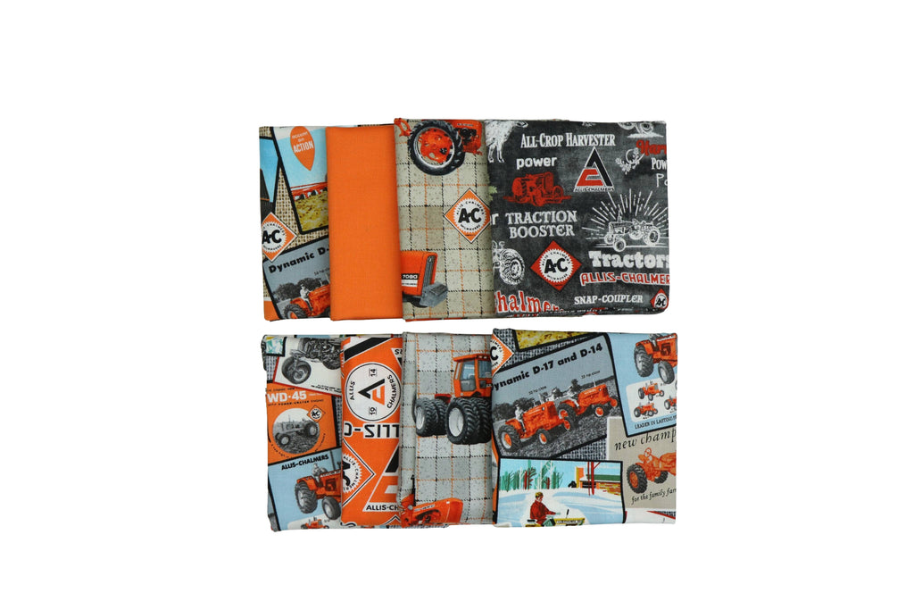 Set of Eight Allis Chalmers Tractor Fabric Fat Quarters