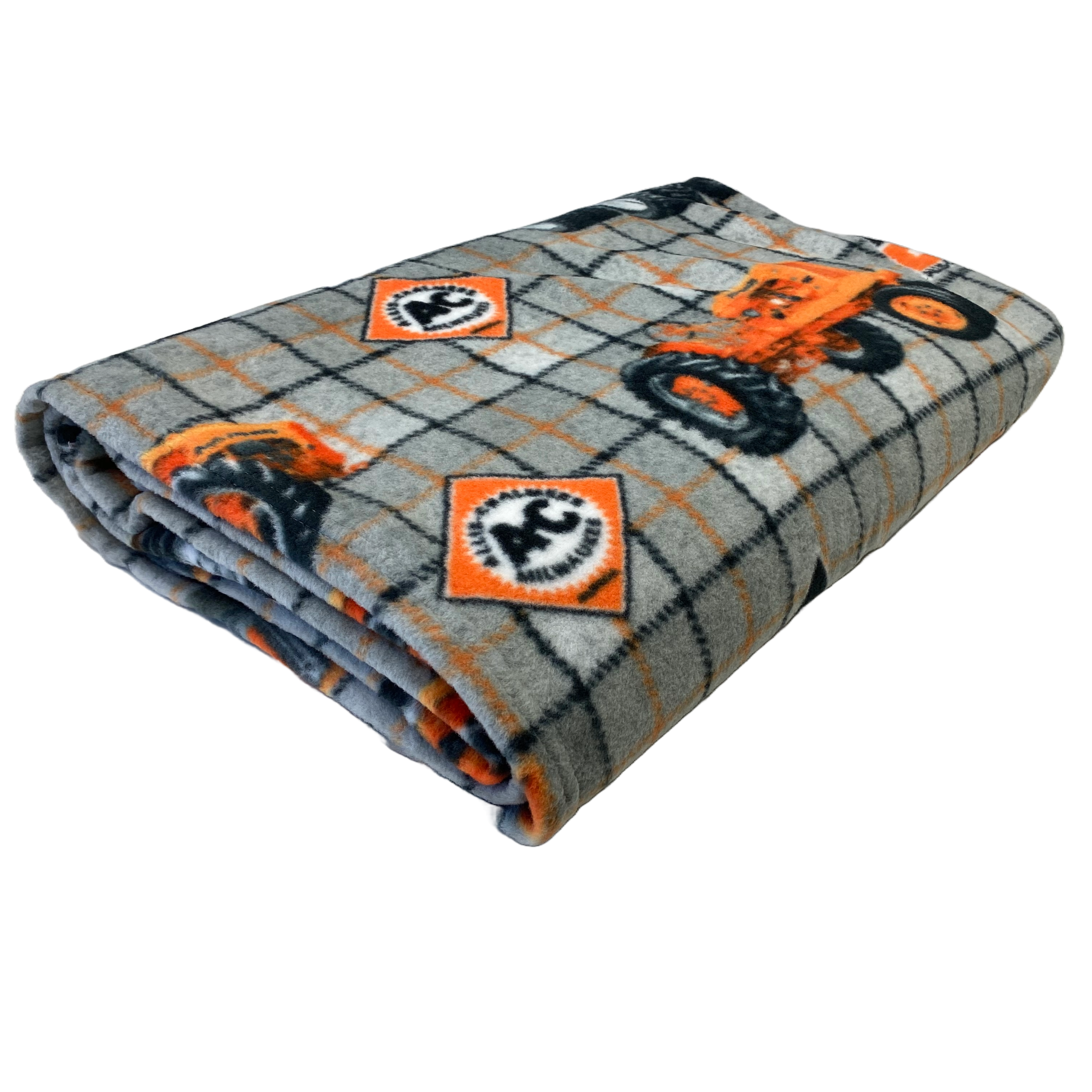 Allis Chalmers Tractors  and Logos Plaid Fleece Blanket, Gray