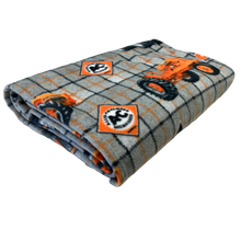 Load image into Gallery viewer, Allis Chalmers Tractors  and Logos Plaid Fleece Blanket, Gray