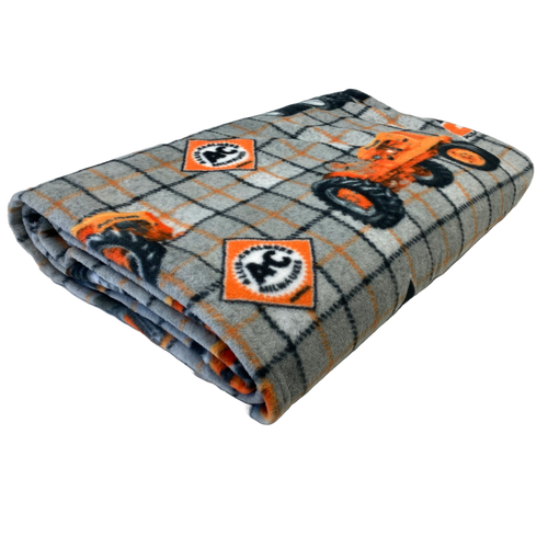 Allis Chalmers Tractors  and Logos Plaid Fleece Blanket, Gray