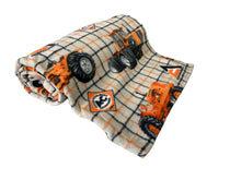 Load image into Gallery viewer, Allis Chalmers Tractors  and Logos Plaid Fleece Blanket, Tan