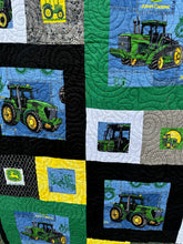 Load image into Gallery viewer, Queen Size Quilt Displaying John Deere Tractors and Logos