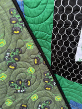 Load image into Gallery viewer, Queen Size Quilt Displaying John Deere Tractors and Logos