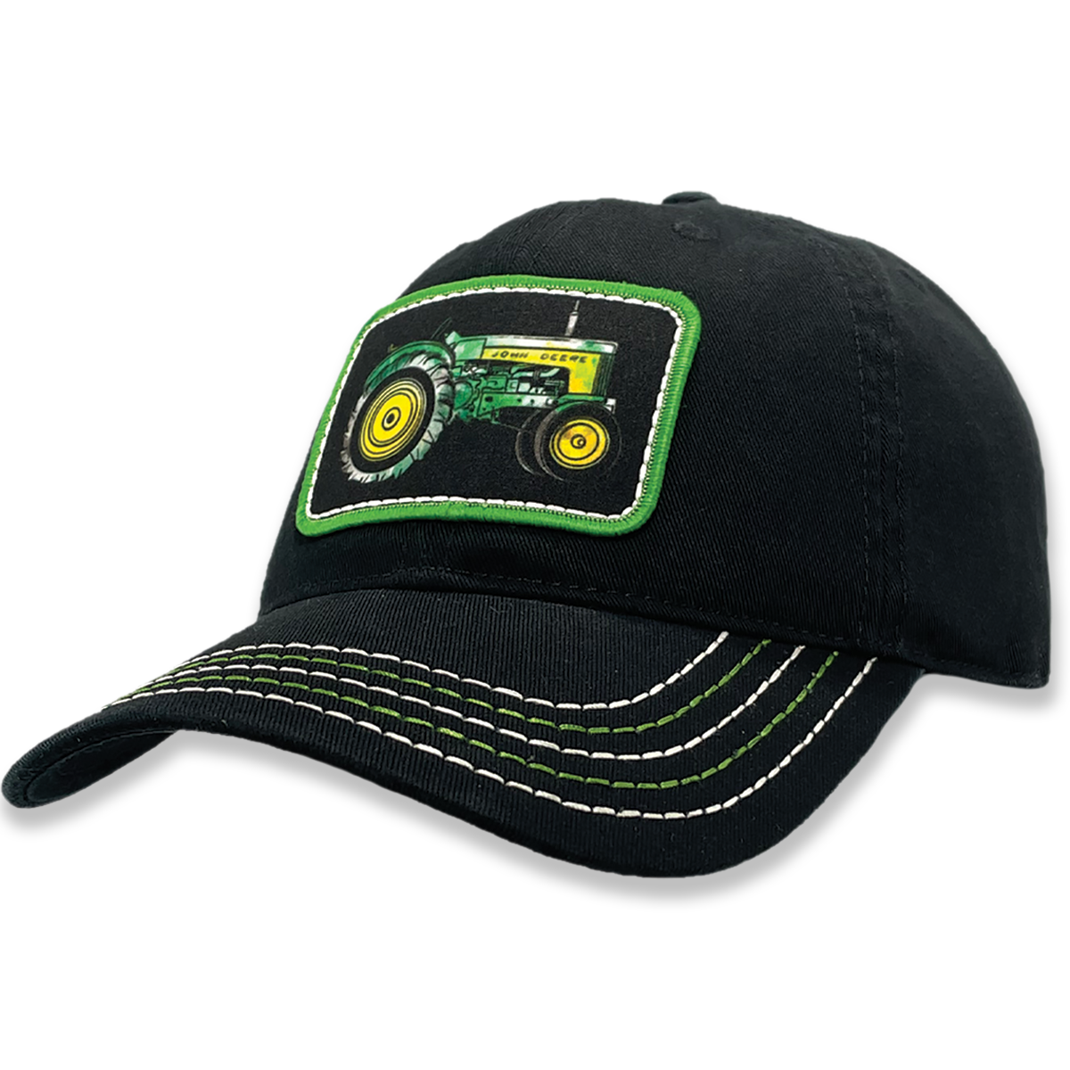 John Deere Hat, Black, Two-Cylinder Tractor Patch, Choose Adult or Toddler  Size