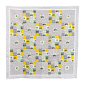 Baby Quilt displaying John Deere Tractors and Logos, Gray Block Print