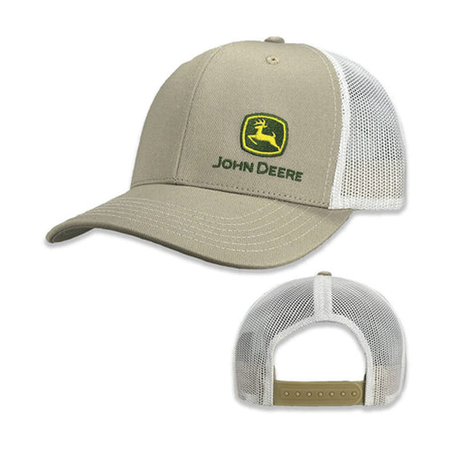 John Deere Hat, Beige and White