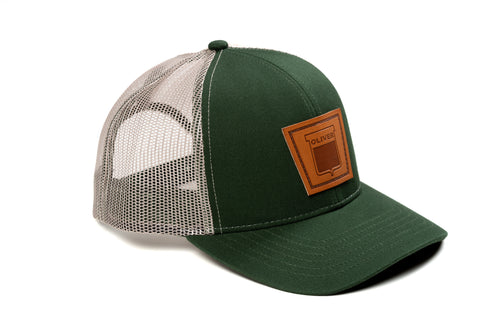 Keystone Oliver Leather Emblem Hat, Green Mesh