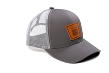 Load image into Gallery viewer, Keystone Oliver Leather Emblem Hat, Gray/White Mesh