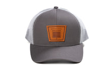 Load image into Gallery viewer, Keystone Oliver Leather Emblem Hat, Gray/White Mesh