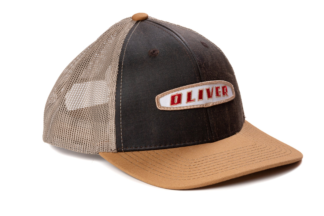 Oliver Logo Hat, Three-Digit Oval Logo, Brown Mesh