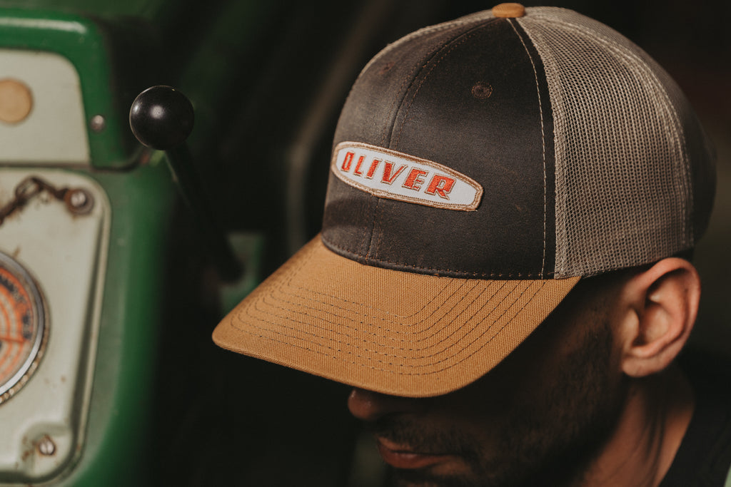 Oliver Logo Hat, Three-Digit Oval Logo, Brown Mesh