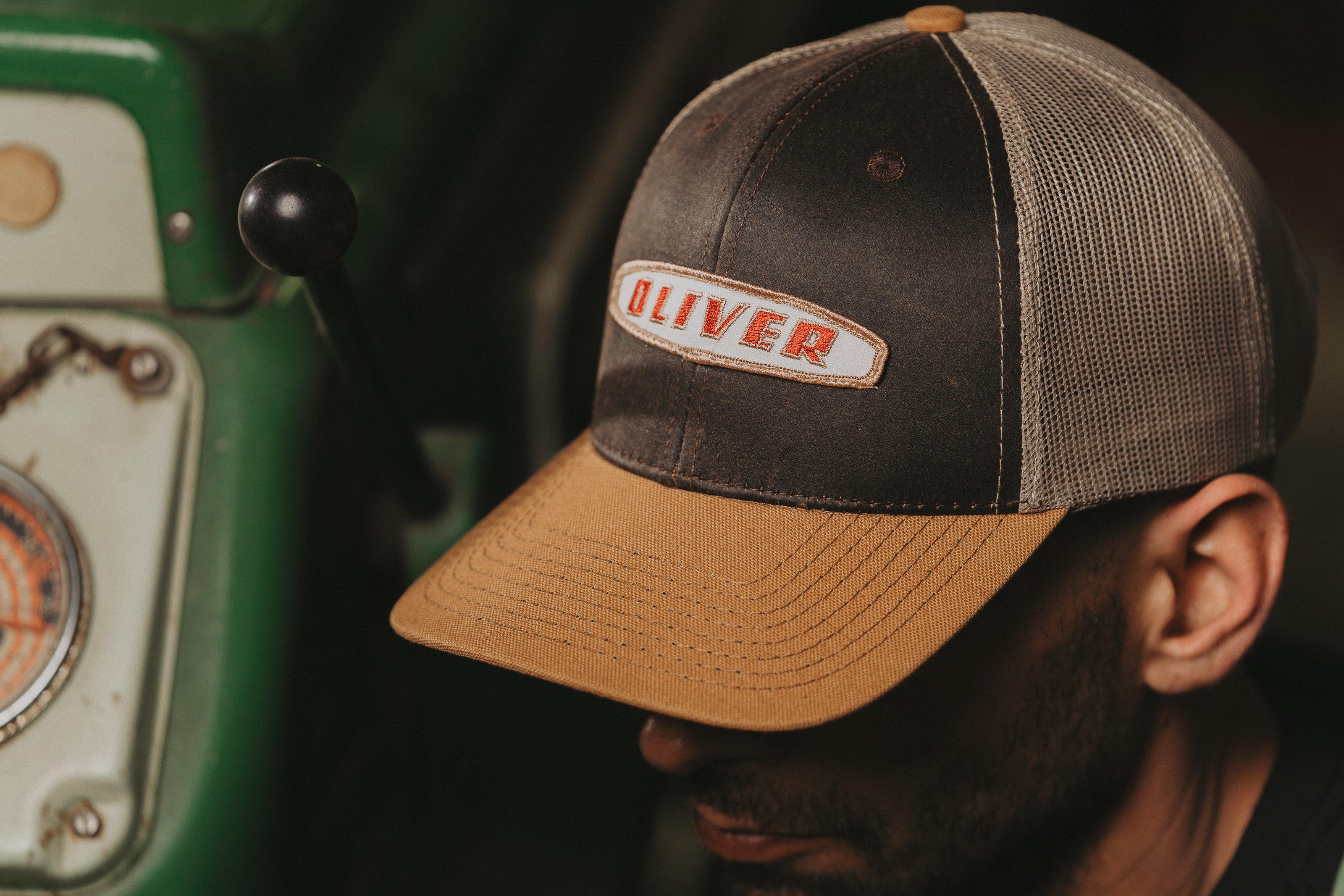 Oliver Logo Hat, Three-Digit Oval Logo, Brown Mesh