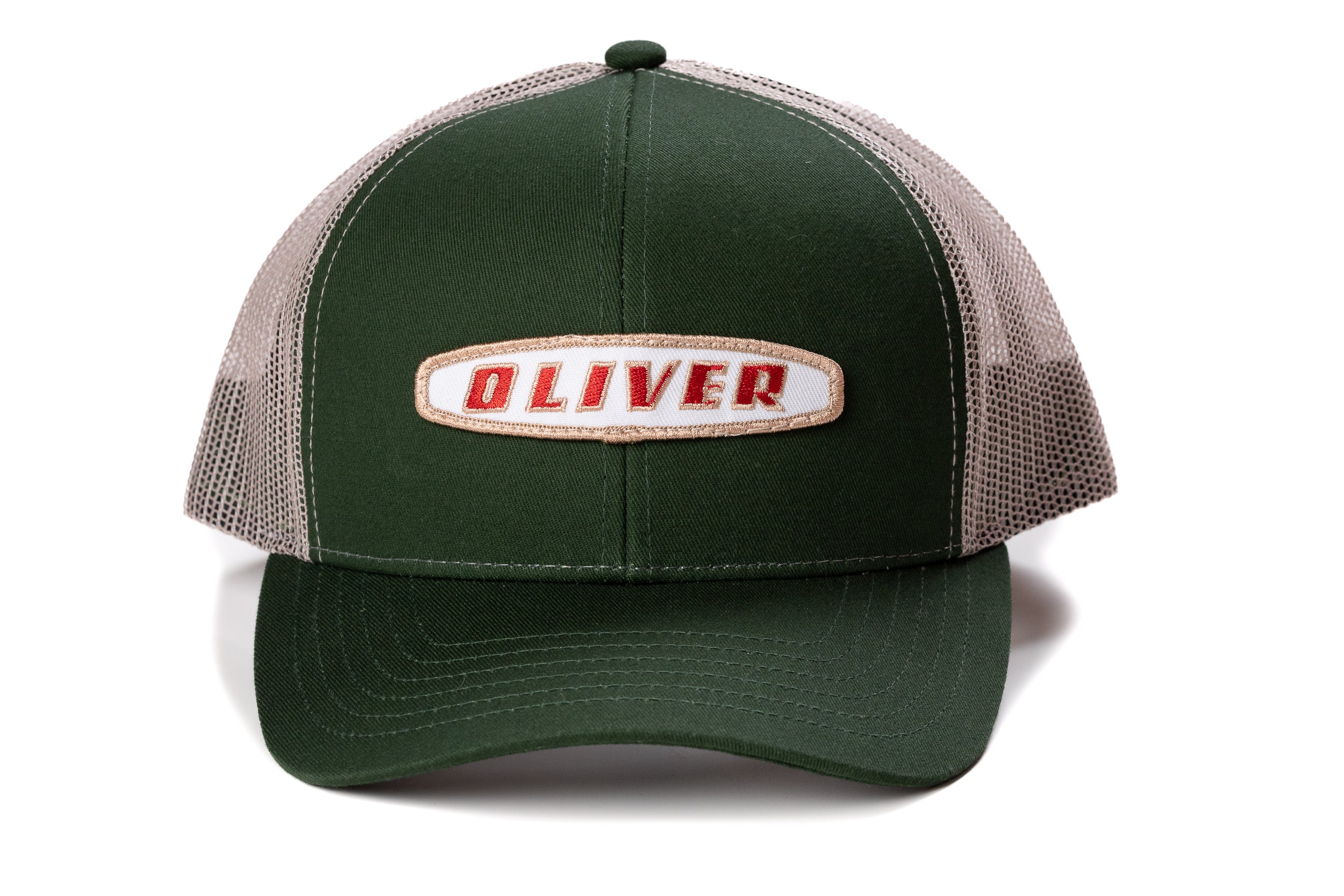 Oliver Logo Hat, Three-Digit Oval Logo, Green with Tan Mesh Back