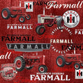 Farmall IH Tractor Fabric, Farmall Logos and Tractors, Red
