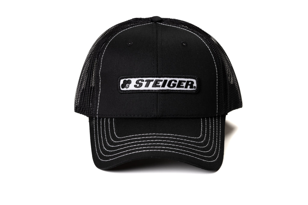 Steiger Logo Hat, Black Mesh, Choose Adult or Youth Size