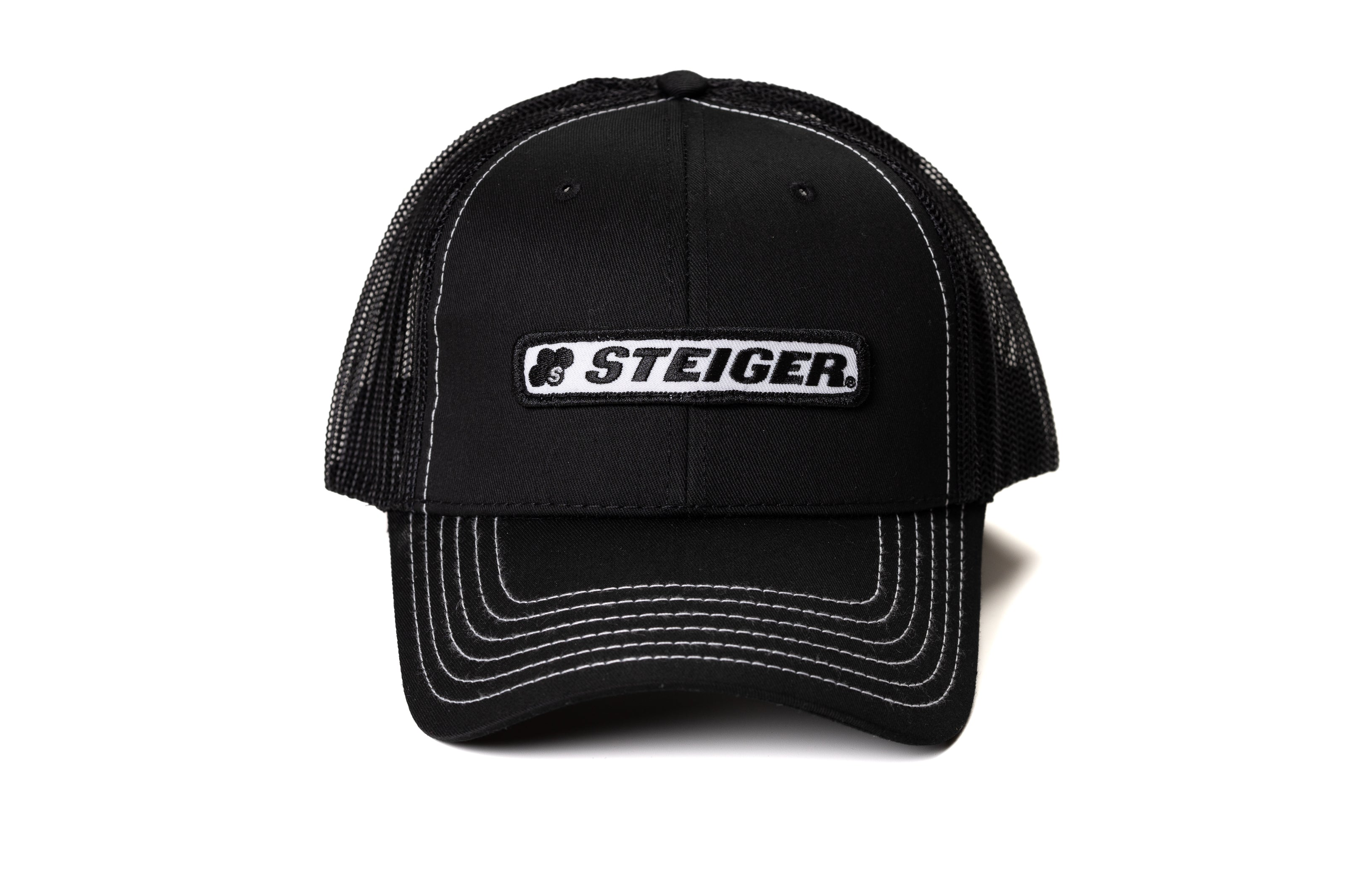 Steiger Logo Hat, Black Mesh, Choose Adult or Youth Size