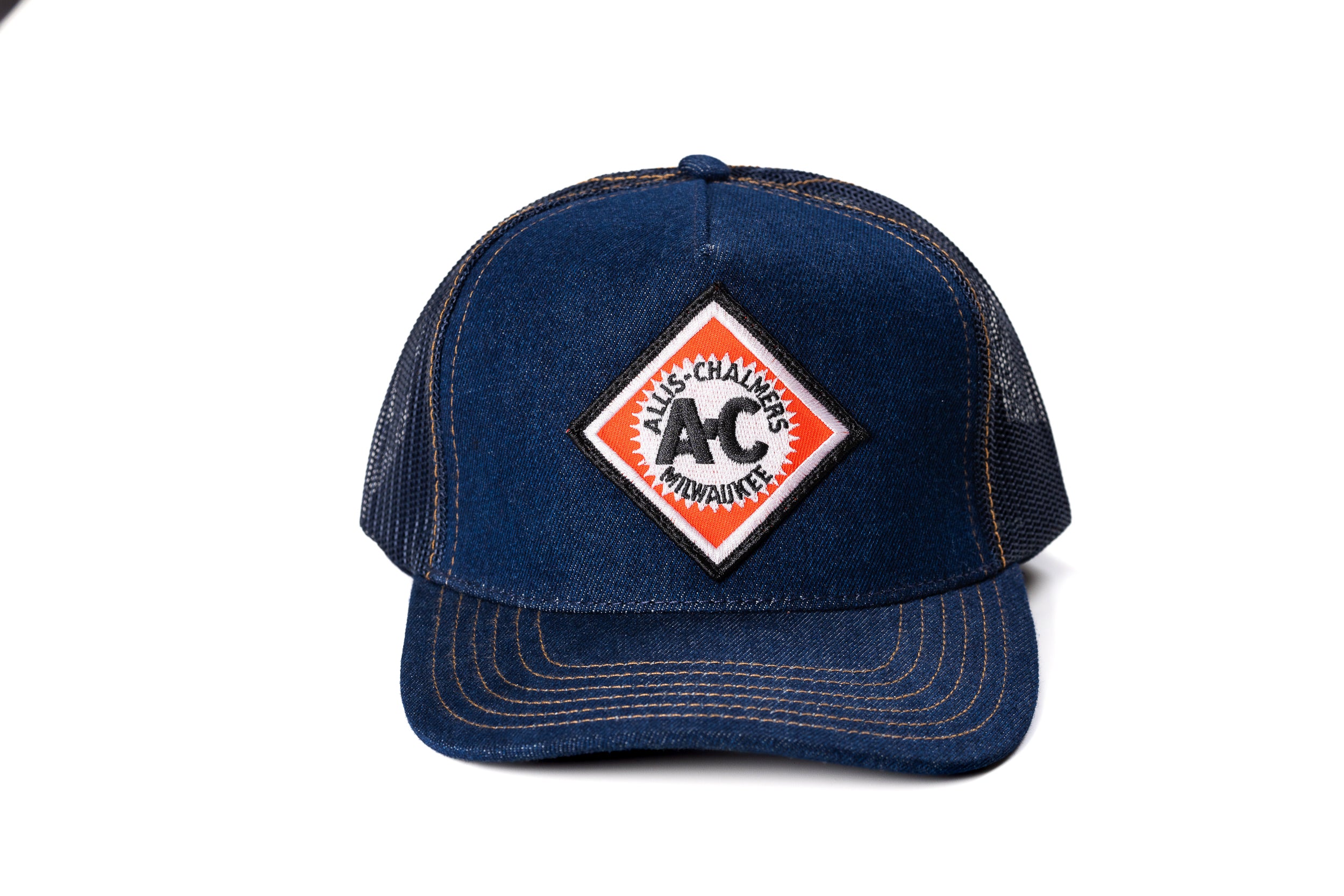 Vintage Allis Chalmers Logo Hat, Denim Mesh