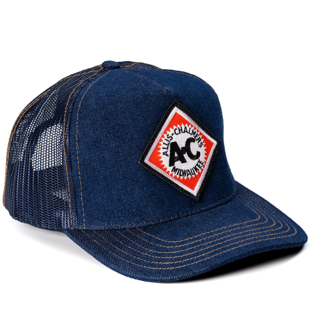Vintage Allis Chalmers Logo Hat, Denim Mesh
