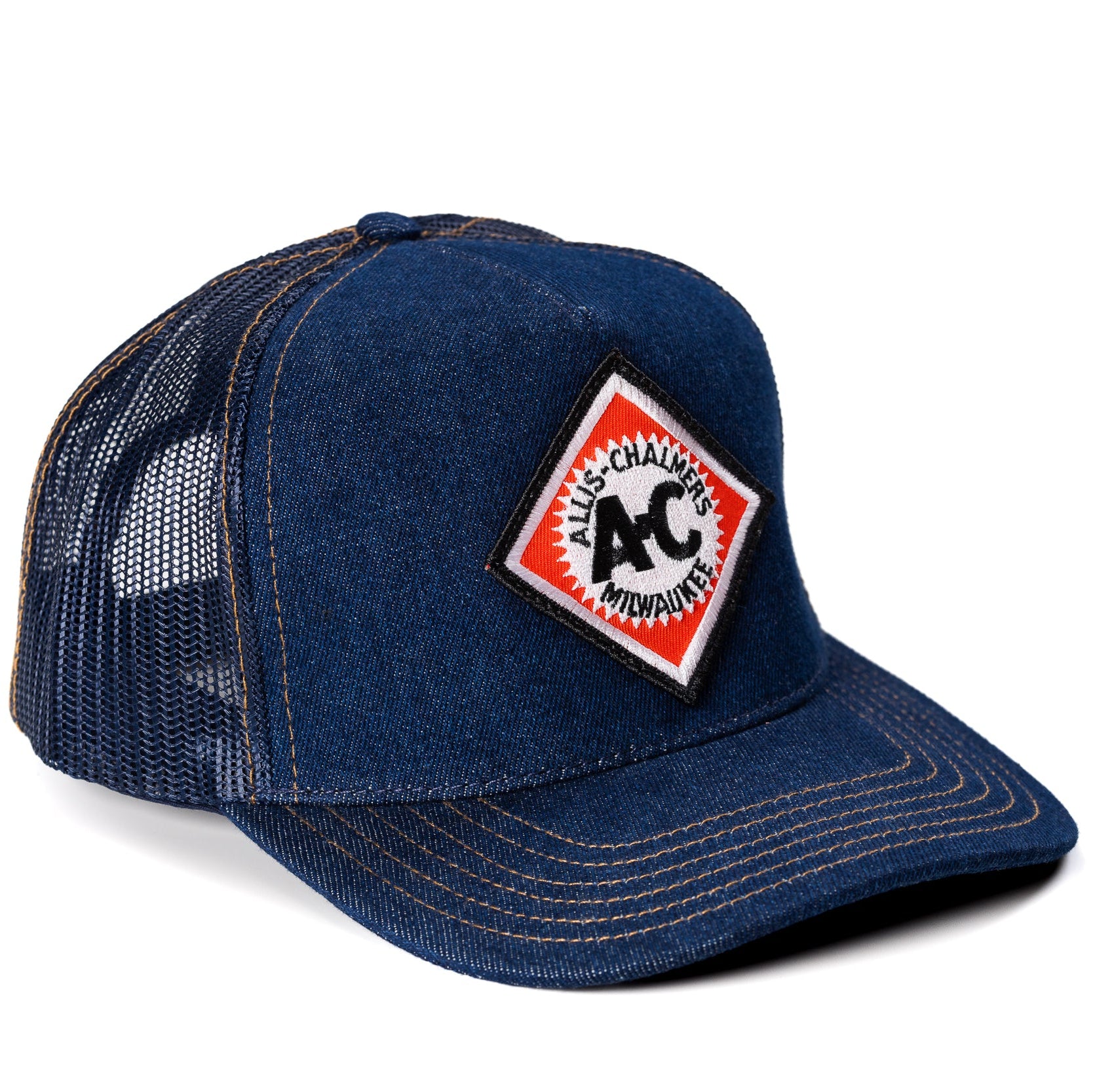Vintage Allis Chalmers Logo Hat, Denim Mesh