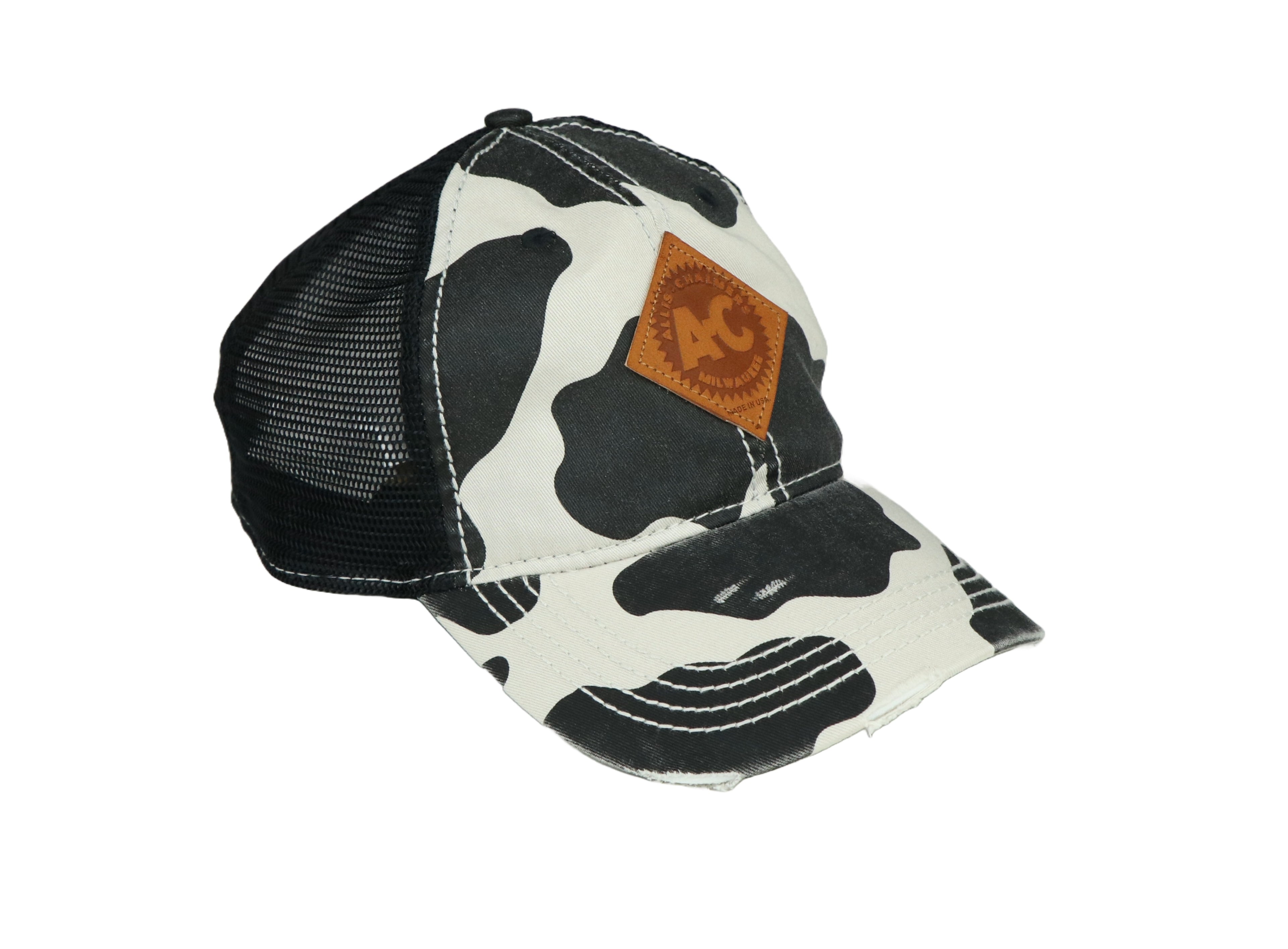 Allis Chalmers Hat, Vintage Leather Emblem, Cow Mesh