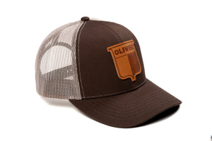 Vintage Oliver Leather Emblem Hat, Brown Mesh