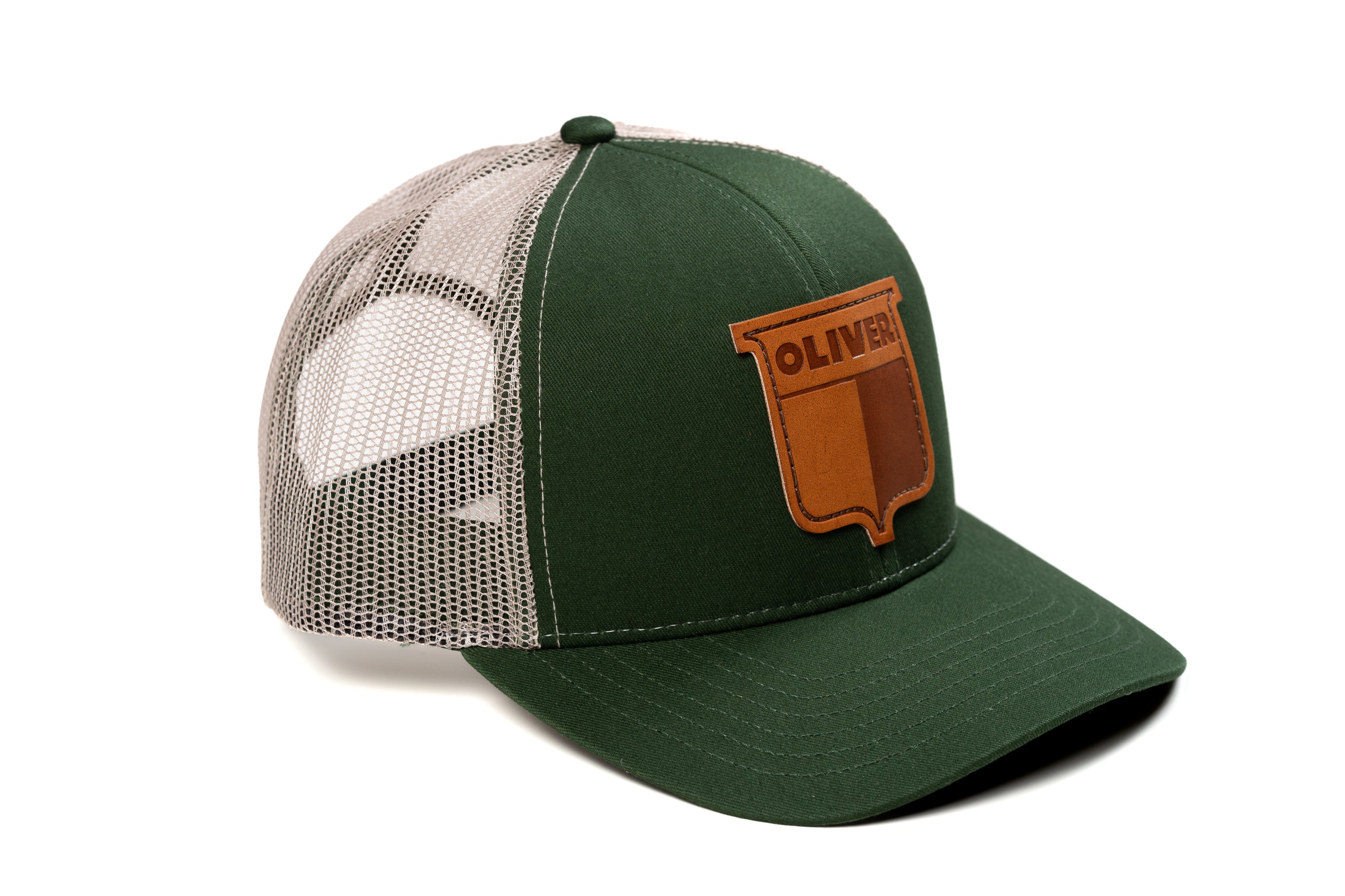 Vintage Oliver Leather Emblem Hat, Green Mesh