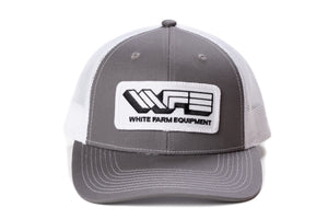 Youth-Size White Farm Equipment Logo Hat, Gray with White Mesh Back