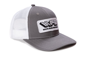 Youth-Size White Farm Equipment Logo Hat, Gray with White Mesh Back