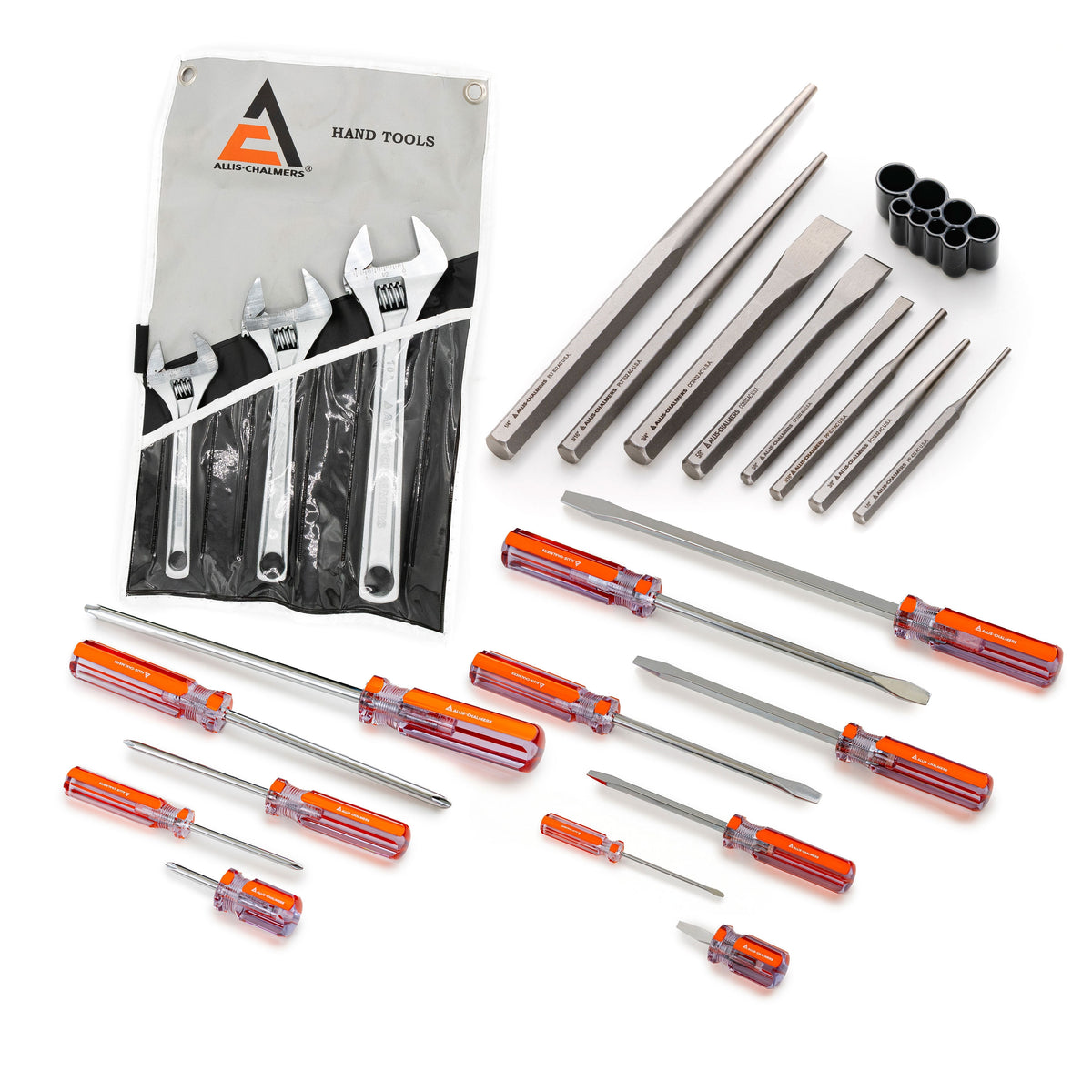 Allis Chalmers Tool Collection--wrenches, punches, chisels and screw drivers