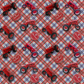 Farmall Tractor Fabric, Red and Blue Plaid