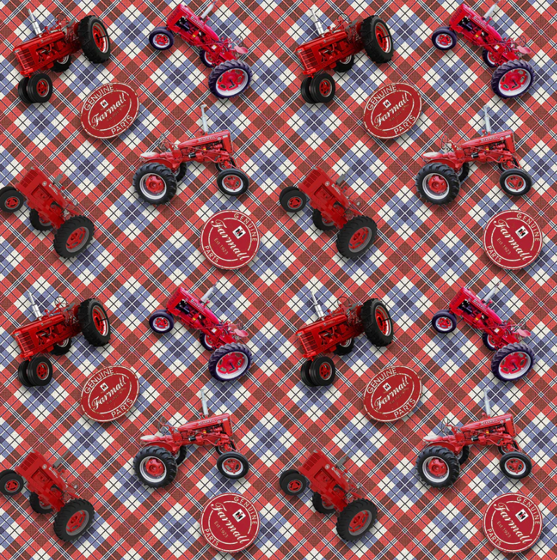 Farmall Tractor Fabric, Red and Blue Plaid J&D Productions, Inc.