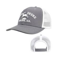 John Deere Hat, Charcoal Gray with White Mesh Back