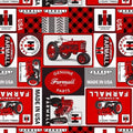 Farmall IH Tractor Fabric, Patchwork Pattern